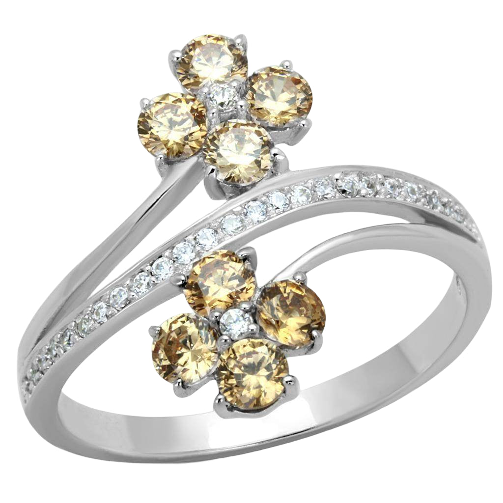 Anillo de plata de ley 925 rodiada para mujer con piedras preciosas