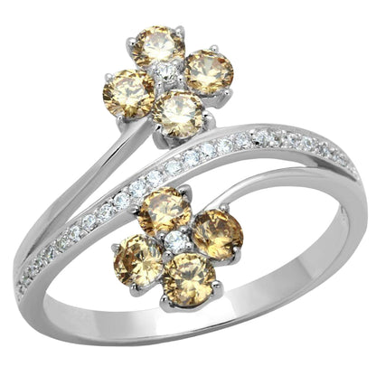 Anillo de plata de ley 925 rodiada para mujer con piedras preciosas