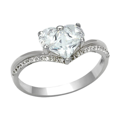 VacationGrabs Rhodium 925 Sterling Silver Ring with Heart