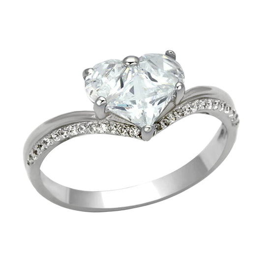 Anillo VacationGrabs de plata de ley 925 rodiada con diseño de corazón