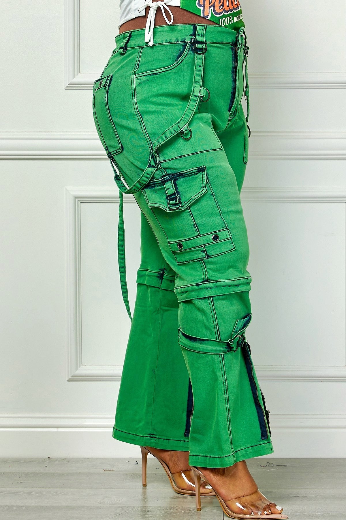 Oh So Crafty 實用工裝大尺碼牛仔褲 - 綠色