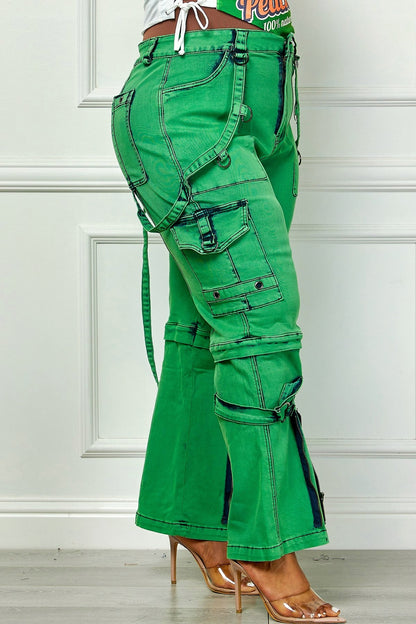 Oh So Crafty 實用工裝大尺碼牛仔褲 - 綠色