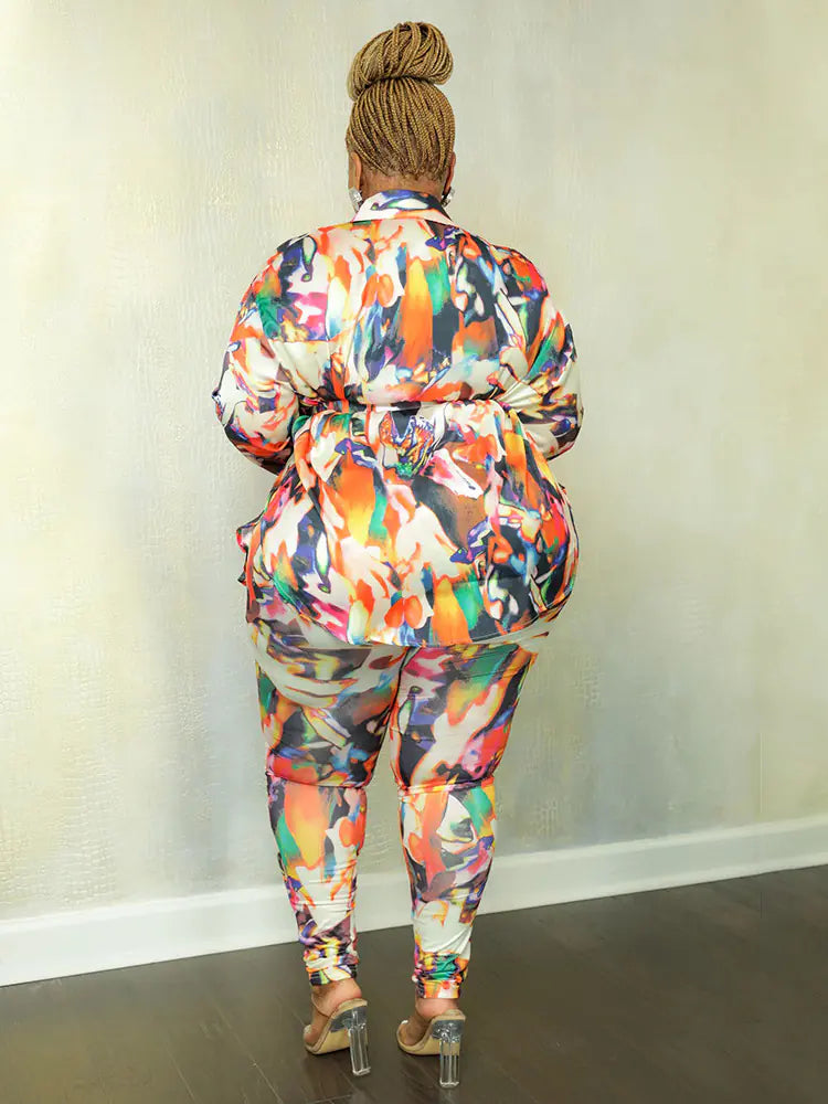 女士大尺碼秋季兩件套裝