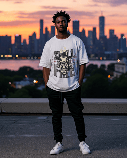 G-West Skull Fire Oversized T-Shirt Mens