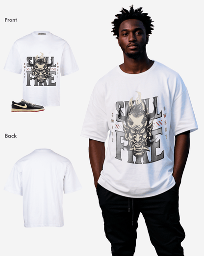 G-West Skull Fire Oversized T-Shirt Mens