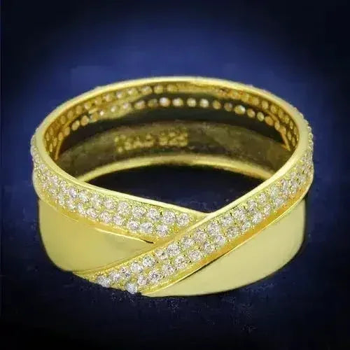 TS380 - Anillo de oro y plata de ley 925 con circonitas AAA transparentes