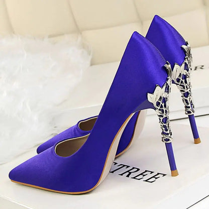 White Satin High Heels for Women - Stylish Pointed Shoes