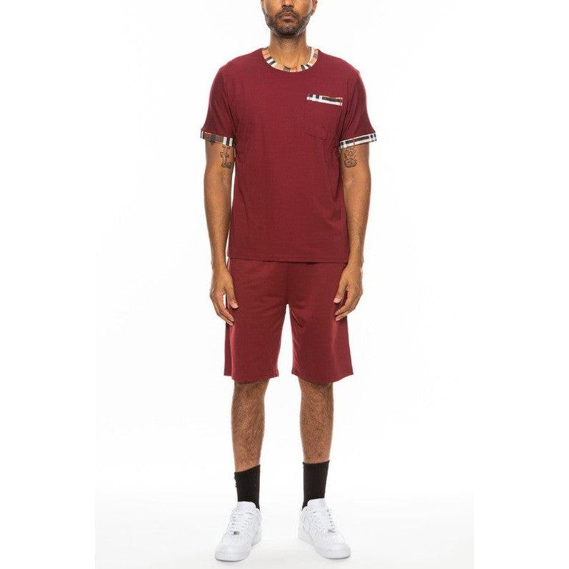 男士格子休閒度假短褲 - 舒適合身