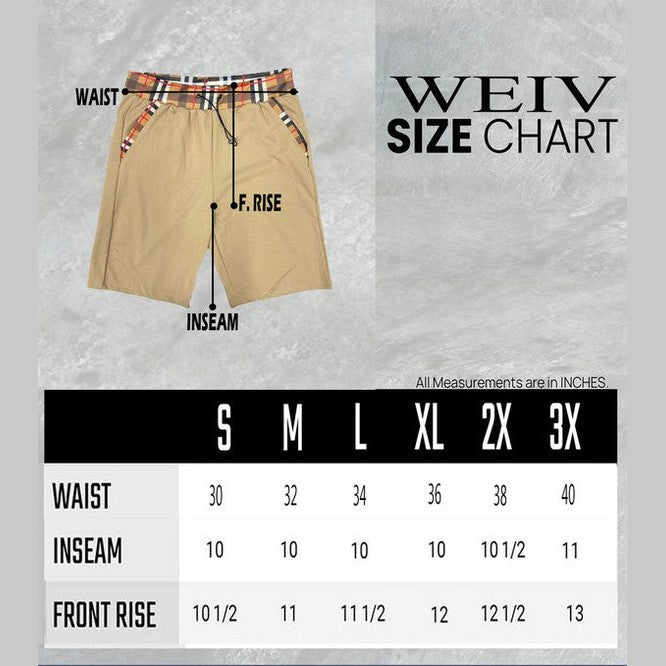 男士格子休閒度假短褲 - 舒適合身