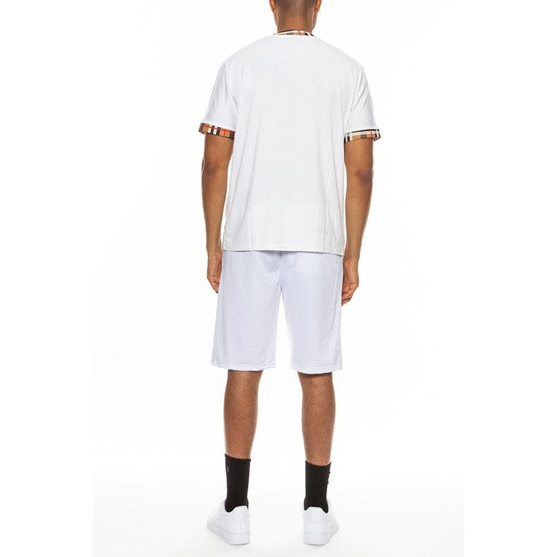 男士格子休閒度假短褲 - 舒適合身