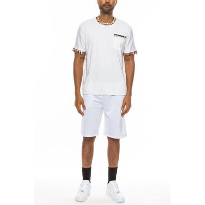 男士格子休閒度假短褲 - 舒適合身