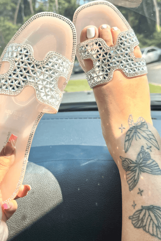 Vegas Luxe Rhinestone Jelly Slide Sandals – Women's Sparkly Slides