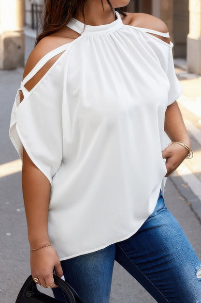 Camisa de hombros descubiertos de talla grande de moda VacationGrabs