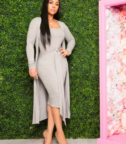 優雅吊帶長裙套裝