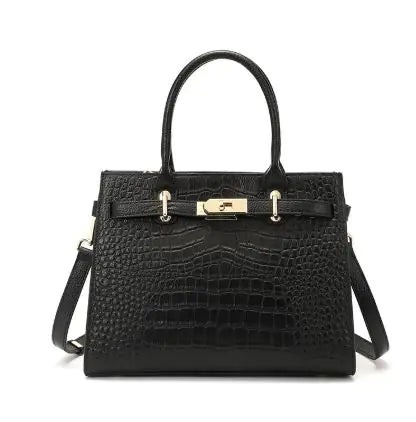 Elegante bolso de mano de piel auténtica de gran capacidad, estilo retro, para mujer.
