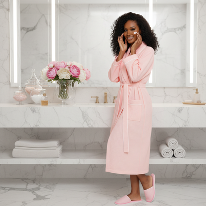 女士華夫格滾邊浴袍 – 輕盈舒適，享受水療般的愜意體驗