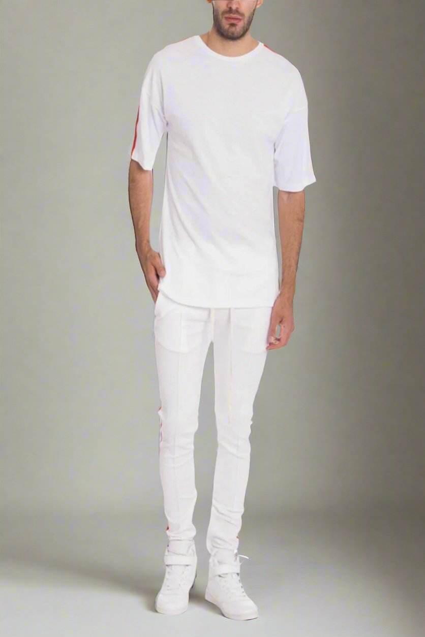 Men's 2PC White Rainbow Shirt and Pants