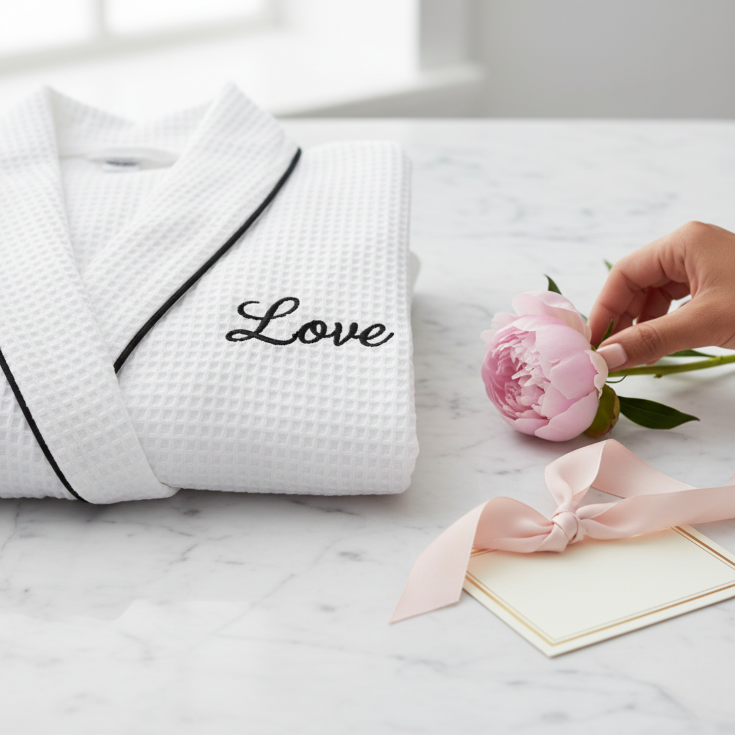 女士華夫格滾邊浴袍 – 輕盈舒適，享受水療般的愜意體驗