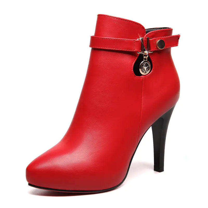 Versatile Waterproof High Heels with Pointed Toe Booties
